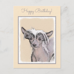 Chinese Crested Hairless Painting Original Dog Art Postcard