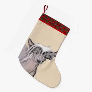 Chinese Crested Hairless Painting Original Dog Art Small Christmas Stocking