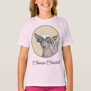 Chinese Crested Hairless Painting Original Dog Art T-Shirt