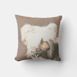 Chinese Crested Hairless Painting Original Dog Art Throw Pillow