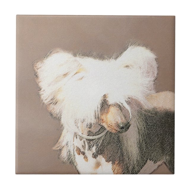 Chinese Crested Hairless Painting Original Dog Art Tile (Front)