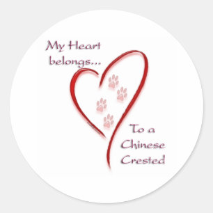 Chinese Crested Heart Belongs Classic Round Sticker