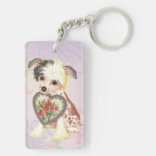 Chinese Crested Heart Mom Keychain