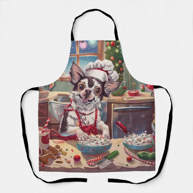 Chinese Crested Holiday Baking: Festive Christmas Apron (Front)