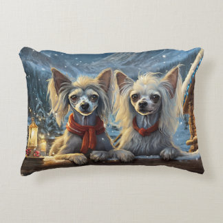 Chinese Crested Holiday Design By Rich AMeN Gill Accent Pillow