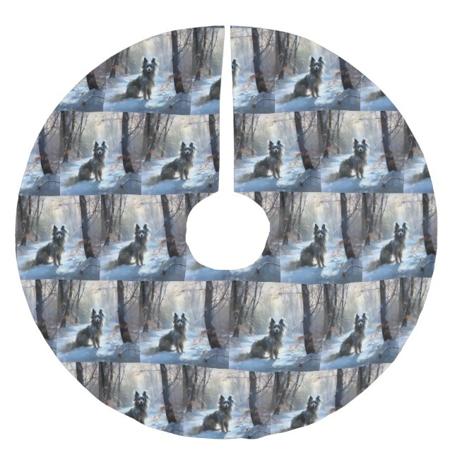 Chinese Crested Let It Snow Christmas Brushed Polyester Tree Skirt (Front)