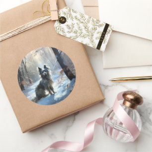 Chinese Crested Let It Snow Christmas Classic Round Sticker