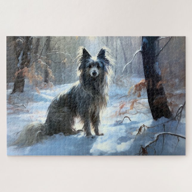 Chinese Crested Let It Snow Christmas Jigsaw Puzzle (Horizontal)