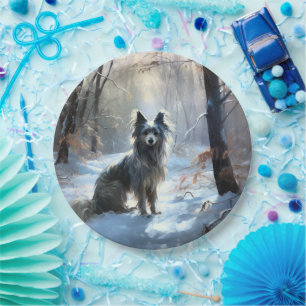 Chinese Crested Let It Snow Christmas Paper Plate