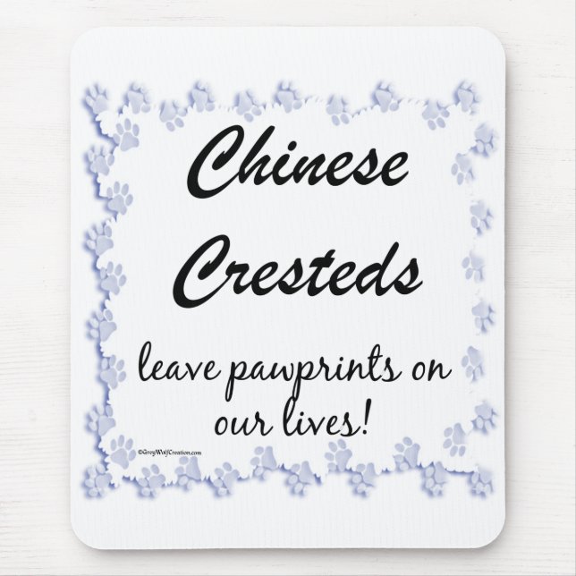 Chinese Crested Pawprints Mouse Pad (Front)