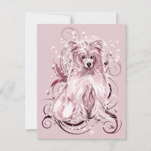 Chinese Crested Pink NB Invitation