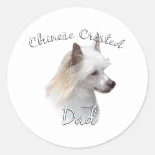 Chinese Crested (powder) Dad 2 Classic Round Sticker