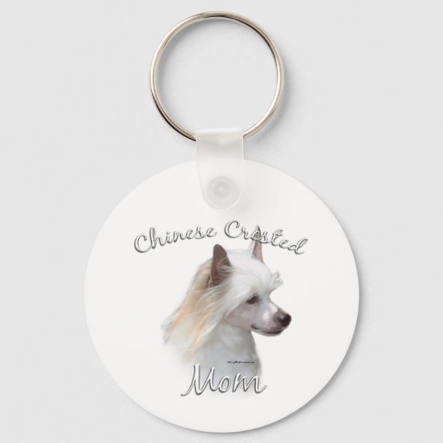 Chinese Crested (powder) Mom 2 Keychain (Front)