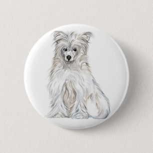 Chinese Crested Powder Puff 2 Inch Round Button