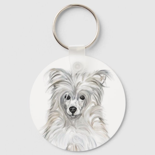 Chinese Crested Powder Puff Keychain (Front)