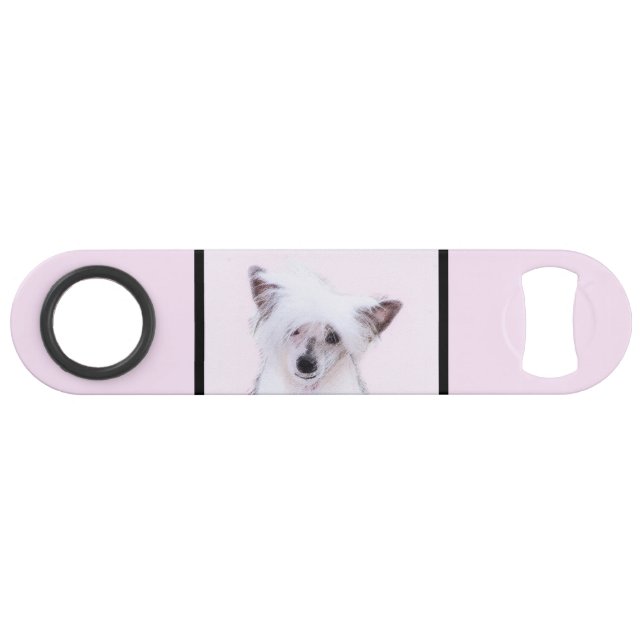 Chinese Crested Powderpuff Painting - Dog Art Bar Key (Front (Horizontal))