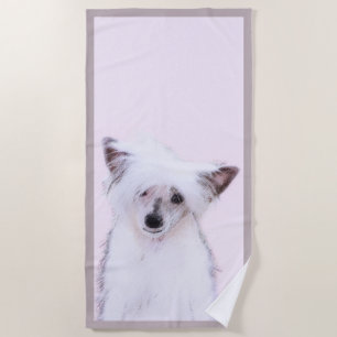 Chinese Crested Powderpuff Painting - Dog Art Beach Towel