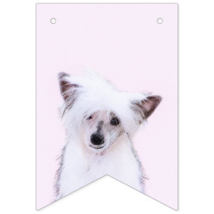 Chinese Crested Powderpuff Painting - Dog Art Bunting Flags
