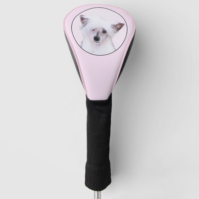 Chinese Crested Powderpuff Painting - Dog Art Golf Head Cover (Front)