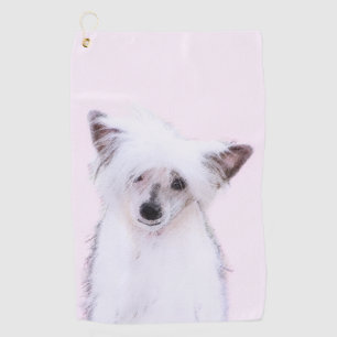 Chinese Crested Powderpuff Painting - Dog Art Golf Towel