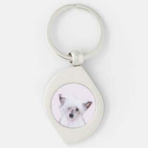 Chinese Crested Powderpuff Painting - Dog Art Keychain