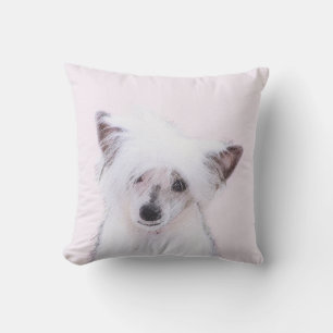 Chinese Crested Powderpuff Painting - Dog Art Outdoor Pillow