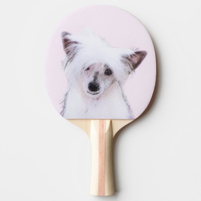 Chinese Crested Powderpuff Painting - Dog Art Ping Pong Paddle (Front)