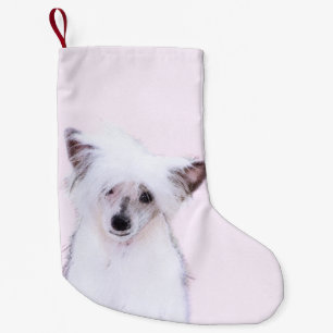 Chinese Crested Powderpuff Painting - Dog Art Small Christmas Stocking