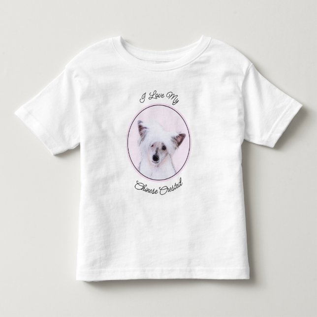 Chinese Crested Powderpuff Painting - Dog Art Toddler T-shirt (Front)