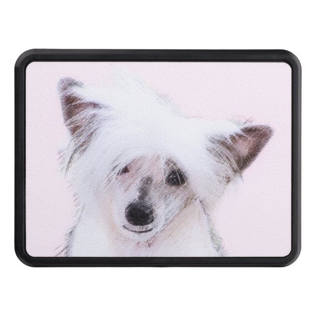 Chinese Crested Powderpuff Painting - Dog Art Trailer Hitch Cover (Front)
