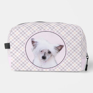 Chinese Crested Powderpuff White Painting Dog Art Dopp Kit