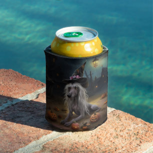 Chinese Crested Pumpkins Halloween Scary  Can Cooler