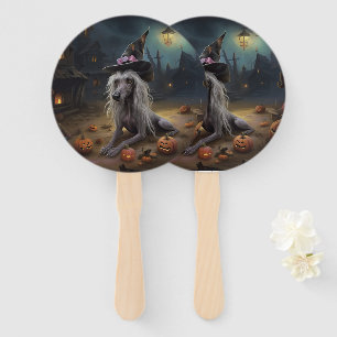 Chinese Crested Pumpkins Halloween Scary Hand Fan