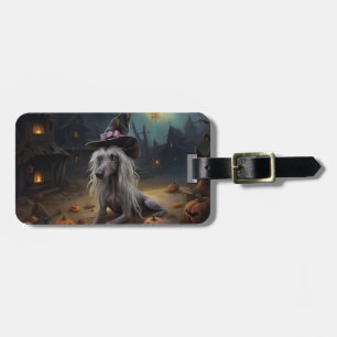 Chinese Crested Pumpkins Halloween Scary  Luggage Tag