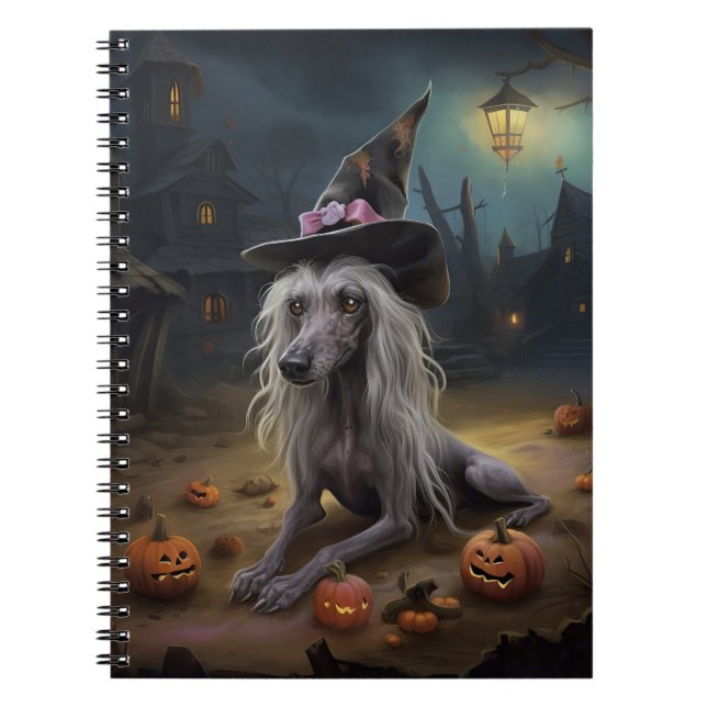 Chinese Crested Pumpkins Halloween Scary  Notebook (Front)