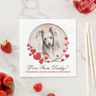 Chinese Crested Red Heart Frame Dog Photo Napkin