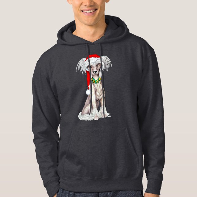 Chinese Crested Santa Hoodie (Front)
