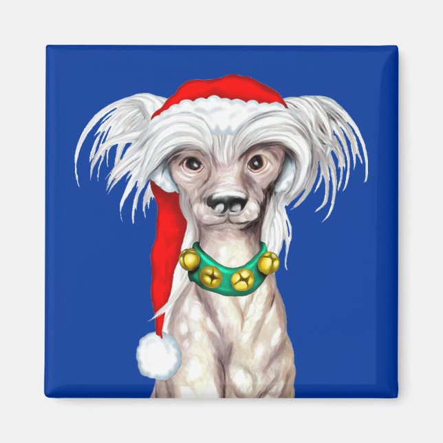 Chinese Crested Santa Magnet (Front)