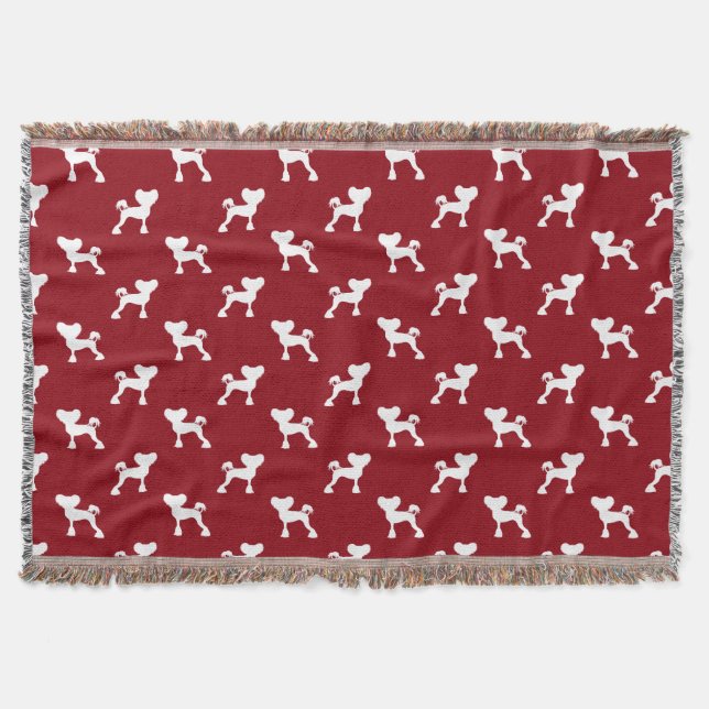 Chinese Crested Silhouettes Crestie Dogs Pattern Throw Blanket (Front)