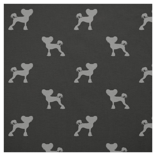 Chinese Crested Silhouettes Crestie Dogs Patterned Fabric (Swatch)
