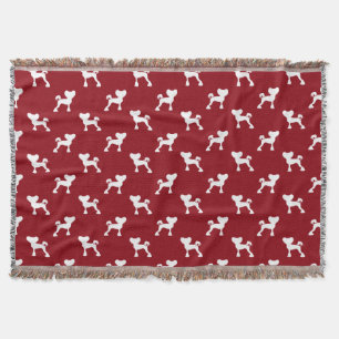 Chinese Crested Silhouettes Pattern Red Throw Blanket