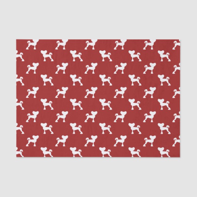 Chinese Crested Silhouettes Pattern Red Tissue Paper (Front)