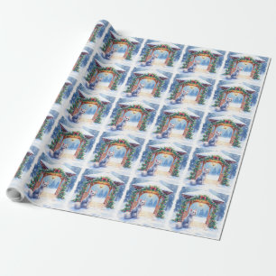 Chinese Crested Snowy Gazebo Christmas Art Wrapping Paper
