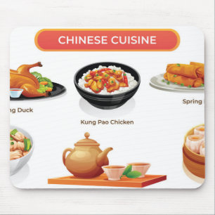 Chinese cuisine illustration mouse pad