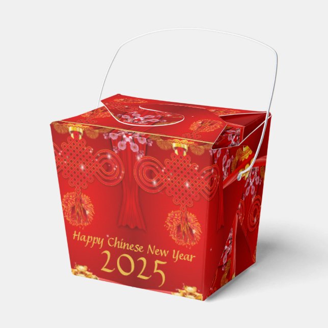 Chinese custom New Year Red Knot Take-out FB Favor Box (Front Side)