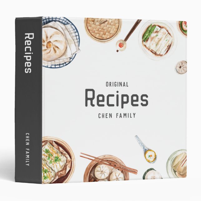 Chinese Dim Sum Recipe Binder - White (Front/Spine)