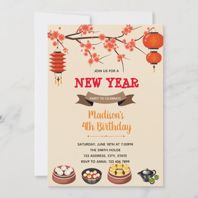 Chinese dimsum birthday Invitation (Front)