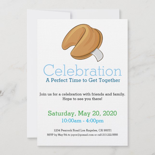 Chinese Dinner Party Fortune Cookie Invitation (Front)