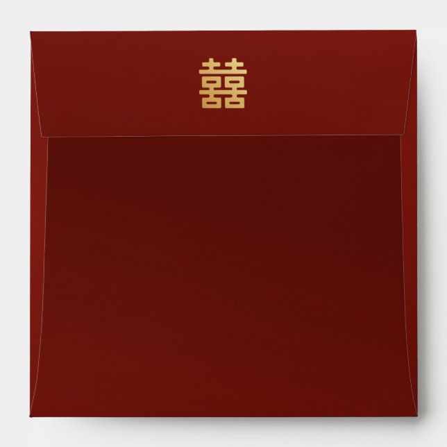 Chinese Double Happiness Red Wedding  Envelope (Back (Top Flap))
