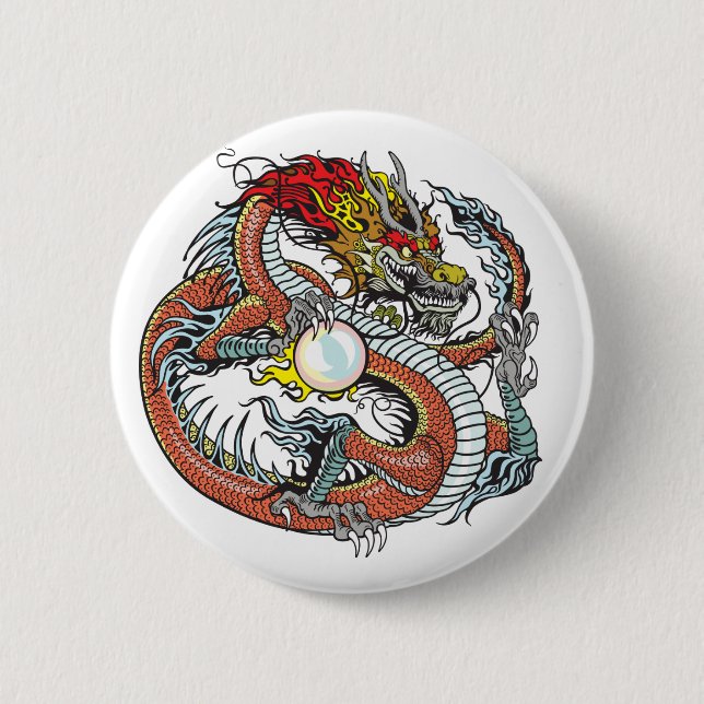 chinese dragon 2 inch round button (Front)